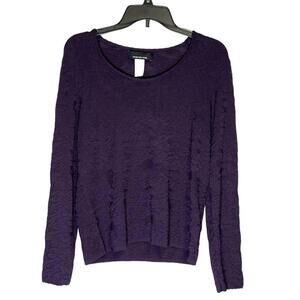 Jones New York Long Sleeve Sweater‎ Textured Scoop Purple Textured Knit Large